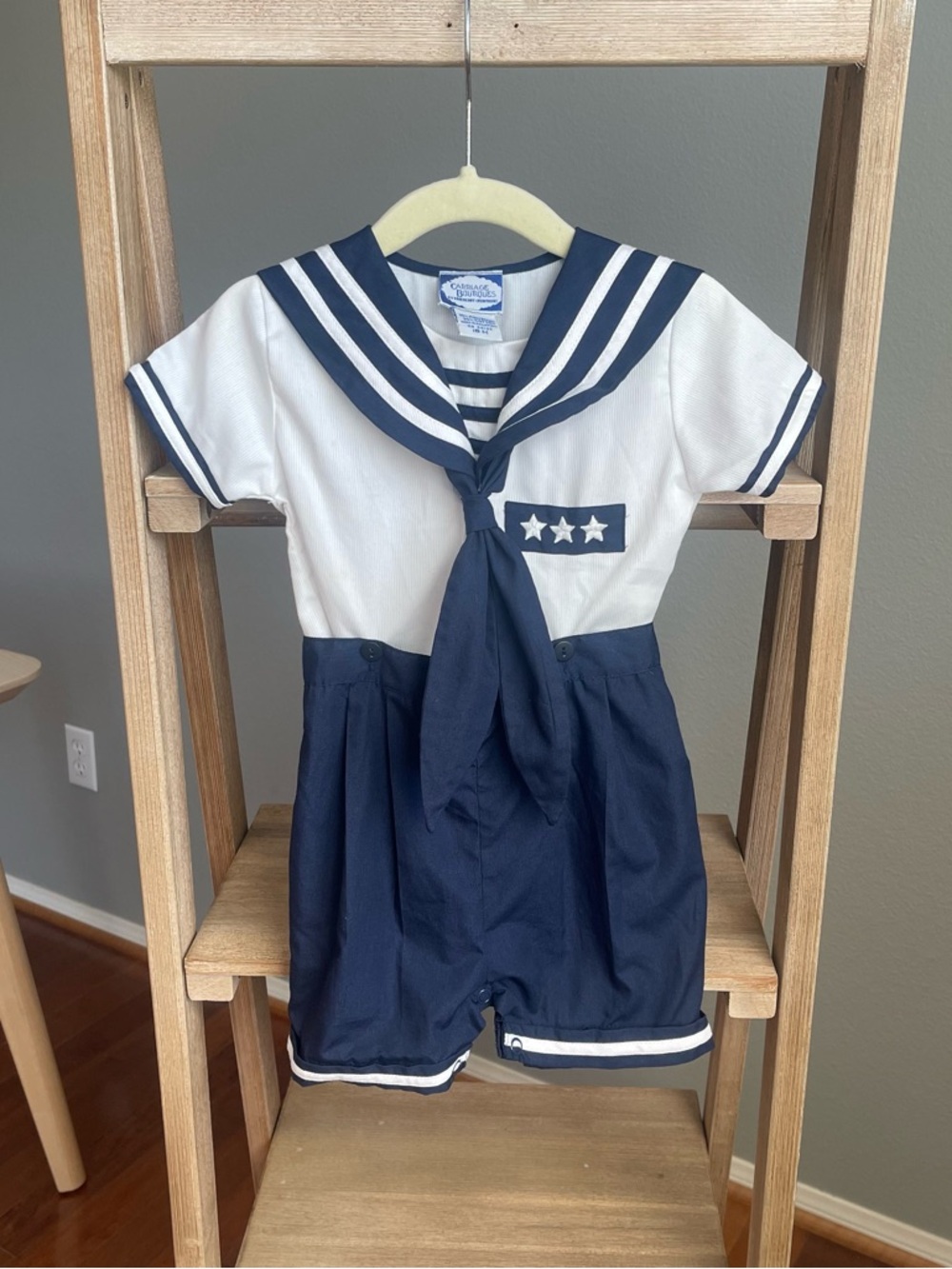 Carriage Boutique Baby Nautical Sailor Shortall Set 18M Blue White Outfit Photos